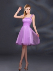 Elegant A Line Straps Lilac Dama Dresses with Appliques
