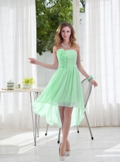 Empire Strapless Hand Made Flowers Dama Dress with High Low