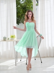 Empire Strapless Hand Made Flowers Dama Dress with High Low