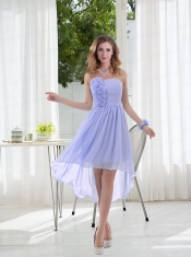 Empire Strapless Hand Made Flowers Dama Dress with High Low