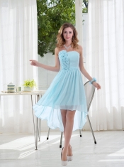 Empire Strapless Hand Made Flowers Dama Dress with High Low