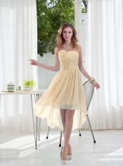 Empire Strapless Hand Made Flowers Dama Dress with High Low