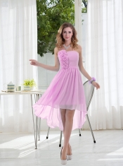 Empire Strapless Hand Made Flowers Dama Dress with High Low