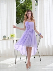 Empire Strapless Hand Made Flowers Dama Dress with High Low