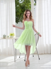 Empire Strapless Hand Made Flowers Dama Dress with High Low