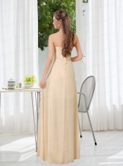Empire Strapless Ruching and Belt Dama Dresses with Floor Length