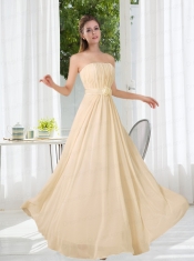 Empire Strapless Ruching and Belt Dama Dresses with Floor Length