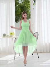 Halter Ruching 2015 Natural Chiffon Dama Dress