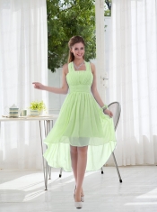 Halter Ruching 2015 Natural Chiffon Dama Dress