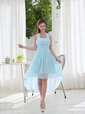 Halter Ruching 2015 Natural Chiffon Dama Dress