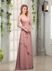 One Shoulder Empire 2015 Dama Dresses with Ruching