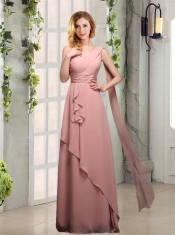 One Shoulder Empire 2015 Dama Dresses with Ruching