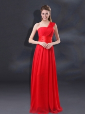 One Shoulder Ruching Empire Dama Dresses for 2015
