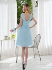 Ruching and Hand Made Flowers Straps 2015 Chiffon Dama Dress