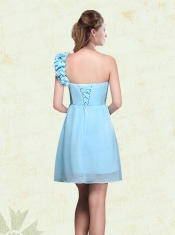 Ruching and Ruffles One Shoulder Chiffon Dama Dresses