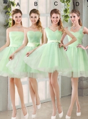 Ruching Organza A Line Mini Length Dama Dresses with Lace Up