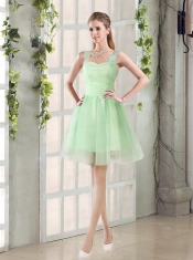 Ruching Organza A Line Mini Length Dama Dresses with Lace Up