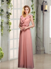 V Neck Empire Appliques Dama Dresses with Floor Length