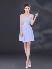 2015 Elegant Chiffon Lace Up Dama Dress in Lavender