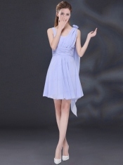 2015 Elegant Chiffon Lace Up Dama Dress in Lavender