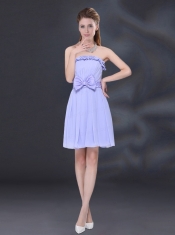 2015 Elegant Chiffon Lace Up Dama Dress in Lavender