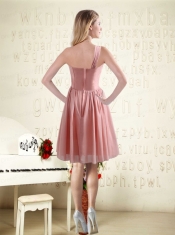 2015 One Shoulder Ruching Empire Chiffon  Luxurious Dama Dresses