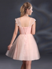 A Line Tulle 2015 Sturning Dama Dresses with Straps