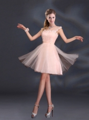 A Line Tulle 2015 Sturning Dama Dresses with Straps