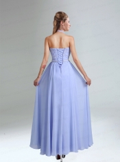 Belt and Lace Halter Empire Lace Up Dama Dress for 2015