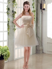 Elegant Princess Mini Length Lace Dama Dress with Bowknot