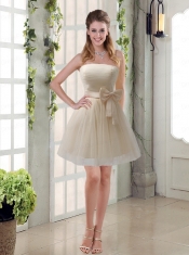 Elegant Princess Mini Length Lace Dama Dress with Bowknot