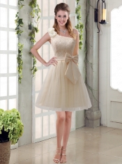 Elegant Princess Mini Length Lace Dama Dress with Bowknot