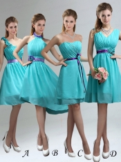 Elegant V-neck Ruched Dama Dress with Belt for Sale