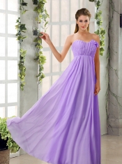 Empire V Neck Ruching Chiffon Dama Dresses with Cap Sleeves