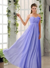 Empire V Neck Ruching Chiffon Dama Dresses with Cap Sleeves