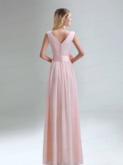 Fashionable Belt Ruching Chiffon Dama Dress with Bowknot