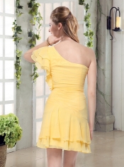 Flirting One Shoulder Cap Sleeve Dama Dresses Mini Length