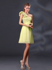 Hand Made Flowers and Ruching A Line Dama Dresses for 2015