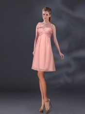 Hand Made Flowers and Ruching A Line Dama Dresses for 2015