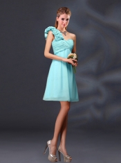 Hand Made Flowers and Ruching A Line Dama Dresses for 2015