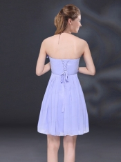 Lavender A Line Strapless Dama Dress with Bowknot