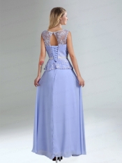Lavender Belt and Lace Empire 2015 Dama Dress with Bateau