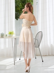 Luxurious Strapless A Line Dama Dress with Belt and Lace