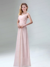 Most Beautiful Chiffon Light Pink Empire Dama Dress with Ruching