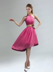 New Fashion High Neck Asymmetrical Multi-color Dama Dress