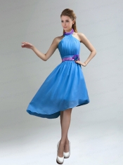 New Fashion High Neck Asymmetrical Multi-color Dama Dress