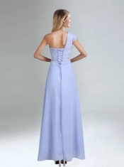 One Shoulder Belt Empire 2015 Appliques Dama Dress in Lavender