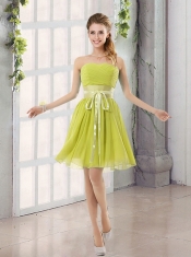 Perfect Belt Ruching Sweetheart A Line Dama Dress for 2015