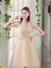 Popular A Line Appliques Popular A Line Appliques Dama Dress with One ShoulderDress with One Shoulder