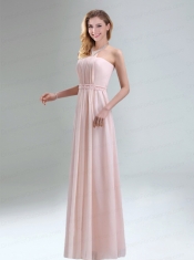 Romantic 2015 High Neck Chiffon Light Pink Dama Dress